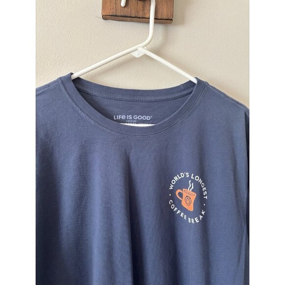 Life Is Good Mens Size XXL Crusher TShirt Retirement Worlds Longest Coffee Break - Picture 2 of 5